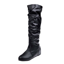 Botas de montar para mujer, de invierno, color liso, largas, con tacón plano y punta redonda, hasta la rodilla. Talla US: 8.5 (41).