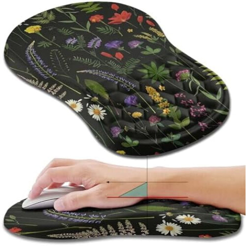 Εργονομικό Mouse Pad με Υποστήριξη Καρπού & Κλίση Αφρού Μνήμης για Ανακούφιση