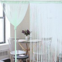Cortina de hilo de poliéster verde con borlas, separador de ambientes decorativo que evita la entrada de insectos, 36 x 84 pulgadas.