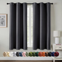Cortinas opacas cinza, 86 x 160 cm, 2 painéis, isolamento térmico, bloqueio de luz, redução de ruído, ilhós na parte superior – compatíveis