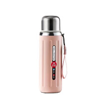 Draagbare geïsoleerde drinkfles van 316 roestvrij staal, 600 ml, warm en koud waterfles voor wandelen, kamperen en kantoor, roze.