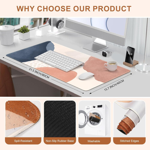 XXL Boho Mouse Pad με αντιολισθητική βάση, αδιάβροχο επιτραπέζιο χαλάκι για παιχνίδια 1