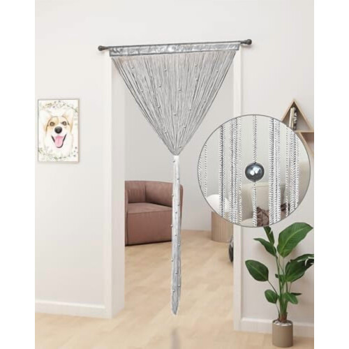 Beaded Curtain for Doorways Silver 39" x 79" 1