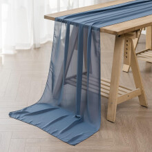 2 stk. 3 meter støvet blå chiffon bordløber 61x28 cm til bryllup, brude, babyshower, fødselsdagsbordpynt