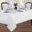 Scalloped Damask Tablecloth 60 x 84 Inch Ivory 5