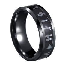 Bague viking nordique en acier inoxydable pour homme | Bijou mythologique orné de runes | Accessoire de mode viking durable et tendance