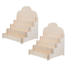 Présentoir à étages en bois FRCOLOR (2 pièces) pour cartes de vœux, autocollants, cartes postales, brochures – Compatible avec les comptoirs