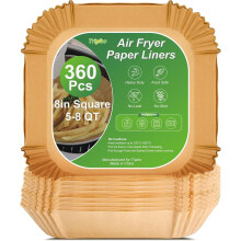 360 stuks 8 inch vierkante, ongebleekte, extra sterke papieren bakvormpjes voor de airfryer, wegwerpbaar, antiaanbak- en lekvrij, geschikt voor de