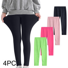 3-12 Years Kids Girls 4 PCS Leggings Stretchy Tights Lycra Compression Pants Comfortable Softness Breathable Pantyhose