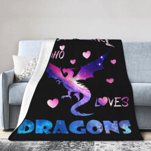 Lehká deka Dragon Lover – měkký chlupatý fleece, 102 x 76 cm, pro děti i dospělé, dekorace do ložnice/obývacího pokoje