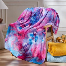 Super Soft Twin Blanket – Deep Purple Rainbow, Silky Flannel Fleece, Leaves Pattern, All-Season (60"x80")