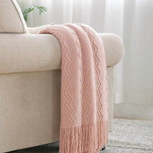 Pink Throw Blanket 60x80 Inches Throw Textured Solid Soft Sofa Throw Couch Knitted Decorative Blanket