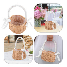 Cesto FRCOLOR con manico, intrecciato a fiori, contenitore decorativo in paglia, decorazione per sposa, shopping, kaki