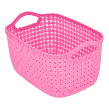 Cestino portaoggetti in plastica stile vimini 34,2 cm x 13 cm x 11,8 cm – Borsa organizer decorativa intrecciata per armadio, bagno, giocattoli e