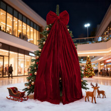 180x40 cm jättestor vinröd sammetsrosé för julgran – dekoration för inomhus-/utomhusbruk, kompatibel med julgranar