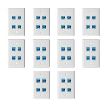 10PCS Cat 6 Ethernet Wall Plate 4 Port Female to Female Compatible with Cat6/5/5e Removable Faceplate for Easy Install B