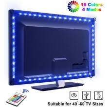 LED TV Lightstrip Waterproof with Remote Control, NetBoat USB Powered 5050 RGB LED Strip, 2.2M Light Strip 16 Colors 4 Modes