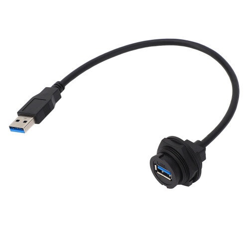 USB 3.0 prise sur panneau étanche 0.3m noir 1.5A 2