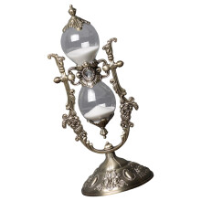 Vintage Glass And Metal 15/30 Minutes Sand Timer For Living Room Decoration Engraved Rotating Sand Clock Stand