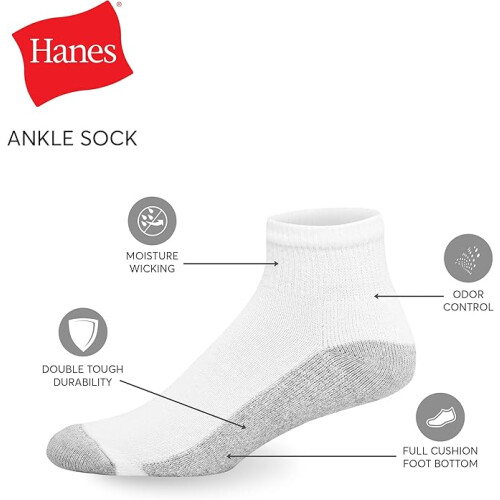 Hanes Men  Crew+Ankle Socks 14 Pair, Size(12-14) 2