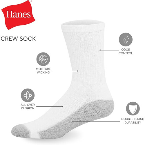 Hanes Men  Crew+Ankle Socks 14 Pair, Size(12-14) 2