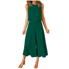 Completi estivi da donna, pantaloncini senza maniche con scollo rotondo, top, pantaloni a gamba larga e pantaloni lunghi in cotone e lino.