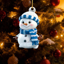 Enfeite de Natal de boneco de neve de 7,6 cm (3") - Design plano em acrílico, impressão detalhada, decoração natalina durável para árvore e