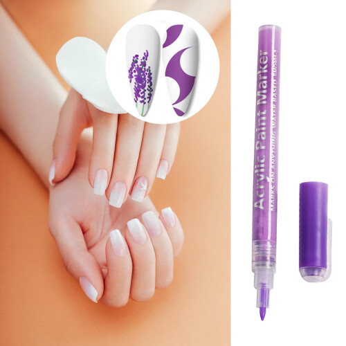 Μωβ ακρυλικός μαρκαδόρος νυχιών, 5ml ακουαρέλας με γκράφιτι και μαλακή άκρη – 2