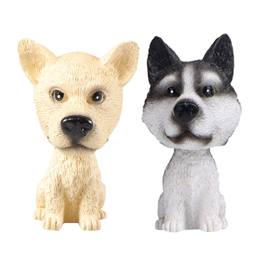 2Pcs Cute Dog Bobblehead Car Ornament Animal Figure For Vehicle Dashboard Fun And Aesthetic Car Dashboard Decoration Car Interior Accessory 9162407049288