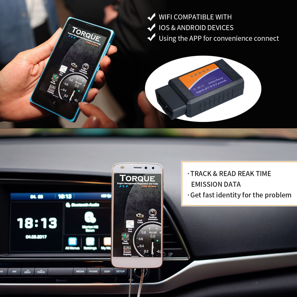 Diagnostic Scanner & Wifi Adapter Compatible With Ios/Android, Obd2/Obd-Ii Light 9162407049103