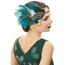 Diadema estilo flapper de los años 20 - Diadema de lentejuelas estilo vedette de los locos años 20 con plumas