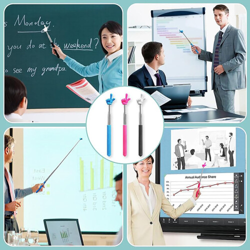 Telescopic Hand Gesture Pointer With Blue Finger Design, Extendable Pointing Tool For Lectures & Demonstrations 2