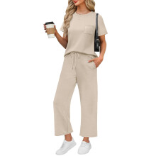 Conjunto deportivo de verano de 2 piezas para mujer – Conjunto casual para crucero, compatible con Coffee L