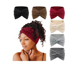 4 stuks geknoopte hoofdbanden in Afrikaanse stijl, brede, antislip, elastische, gedraaide hoofdbanden, sporthoofdbanden voor vrouwen