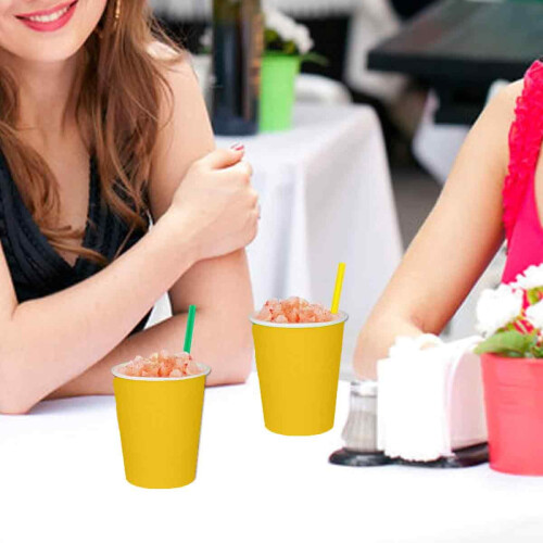 (16oz, κίτρινο) Πλαστικό ποτήρι μιας χρήσης, συσκευασία των 50 1
