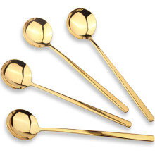 4er-Set Suppenlöffel, 17 cm langer Reislöffel aus Edelstahl mit langem Griff für Haushalt, Küche, Restaurant, Café, spülmaschinenfest