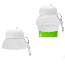 Faltbare Wasserflasche, lebensmittelechtes Silikon und PP, 100 % auslaufsicher und schnell faltbar, ideal für Reisen und Radfahren, Weiß, 600 ml
