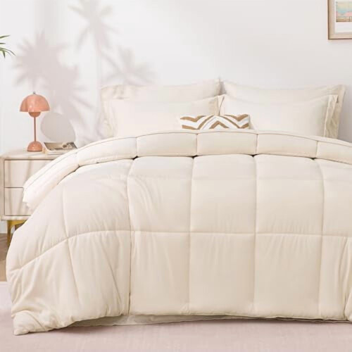 Beige Comforter Set 7-Piece Full Size