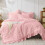 Pink Seersucker Queen Comforter Set 3-Piece 1