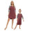 Σετ πιτζάμες Mommy and Me, ασορτί φόρεμα με κοντό μανίκι και ριγέ σχέδιο, πιτζάμες με 1
