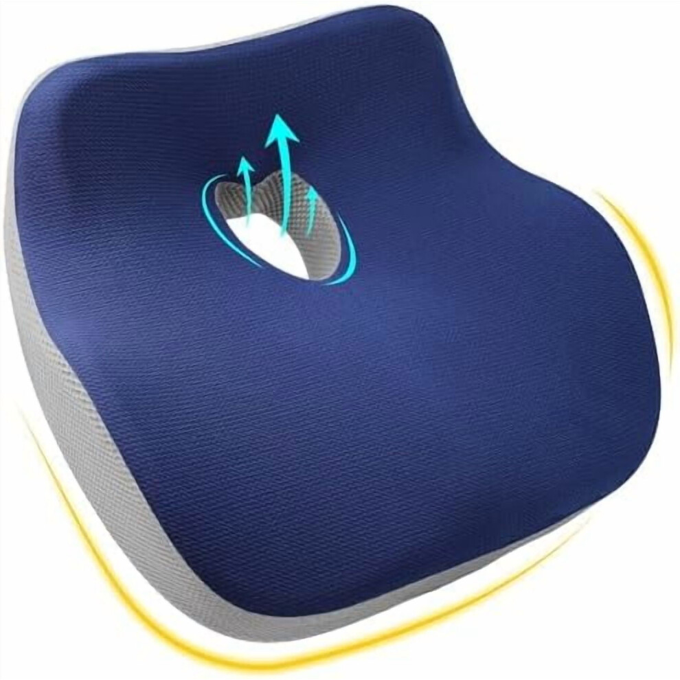Ergonomic Memory Foam Car Seat Cushion For Sciatica Relief Â Larger Driving Pillow For Short Drivers, Truck/Office/Wheelchair Â & Blue/Gray 9555307400356