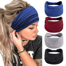 Brede haarbanden voor dames, zwarte stijlvolle hoofddoeken, boho dikke haarbanden, grote Afrikaanse sport yoga tulband haaraccessoires (verpakking