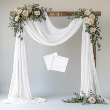 Witte, transparante chiffon stof voor trouwboog, 2 panelen van 73 cm x 6 meter – voor ceremonie, feest, vrijgezellenfeest, buitendecoratie