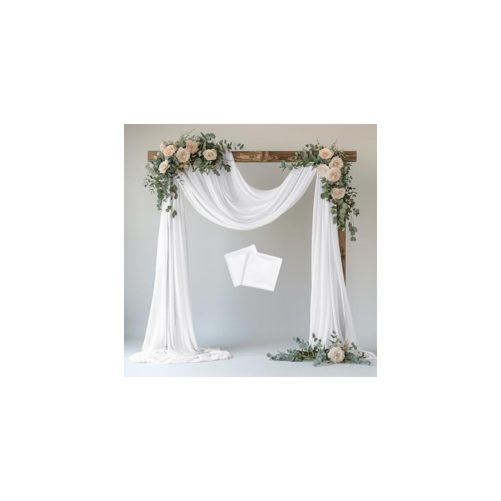 Sheer Chiffon Wedding Arch Draping Fabric, 2 Panels 28.7" X 20Ft Â For Ceremony, Party, Bridal Shower, Outdoor Decoration White 9448990464876