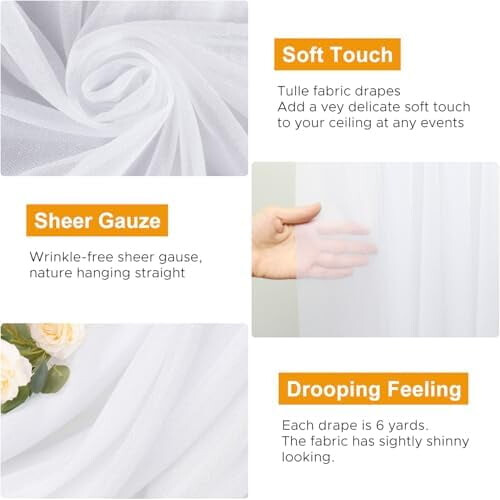 Hvid Transparent Polyester Bryllupsbue Drapering – 2 Paneler 1