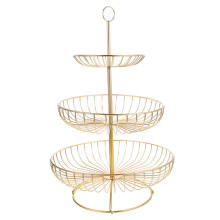 Magnifique coupe à fruits de comptoir en fil de fer doré, 1 pièce, design à étages