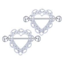2 db 14G-os szív alakú mellbimbógyűrű testpiercing mellbimbógyűrű ékszer