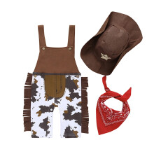 Barn Pojkar Halloween Cowboy Kläder Set Baby Småbarn Pojke Cowgirl Western Ärmlös Jumpsuit Mössa Halsduk Set Krypdräkt 18-24 Månader