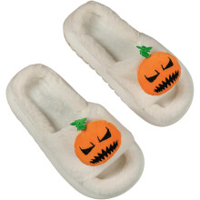 Halloween Græskar Hjemmesko til Kvinder – Søde Plysj Fnugget Hjemmeslipper, Skridsikre, Lukket Tå, Varme Indendørssko, Kompatibel med