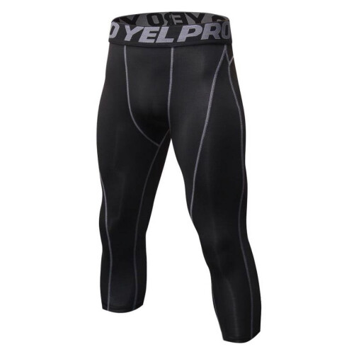 Men's compression capri pants cool dry 3/4 length